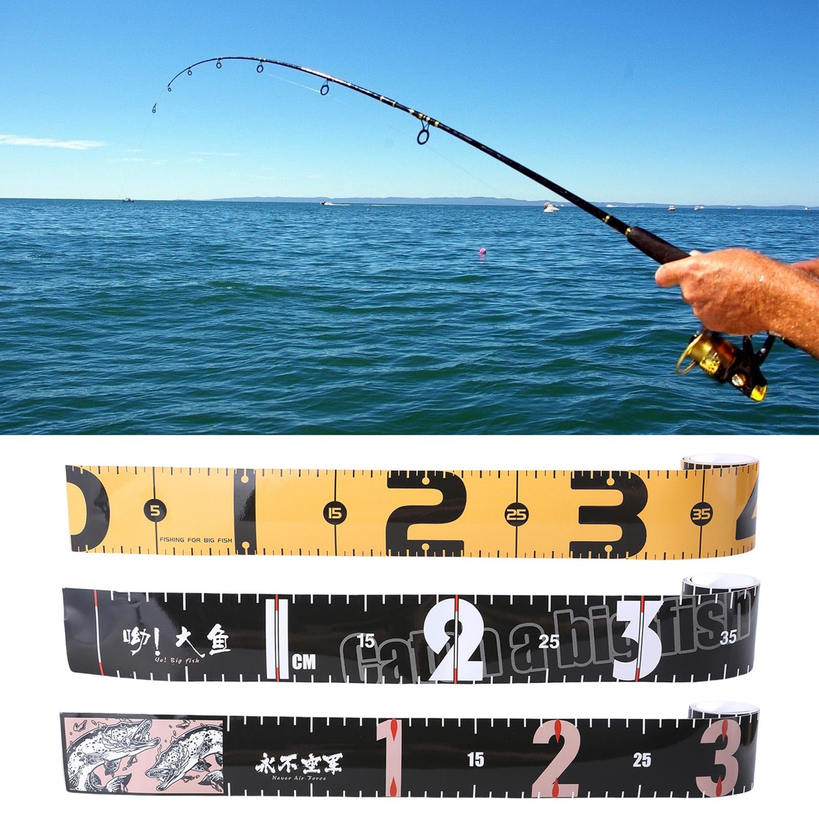 MLWSKERTY Fishing Measuring Tape Sticker Self-Adhesive Long Fish Ruler Waterproof Decals Tape Measurement Tool Fishing Accessories