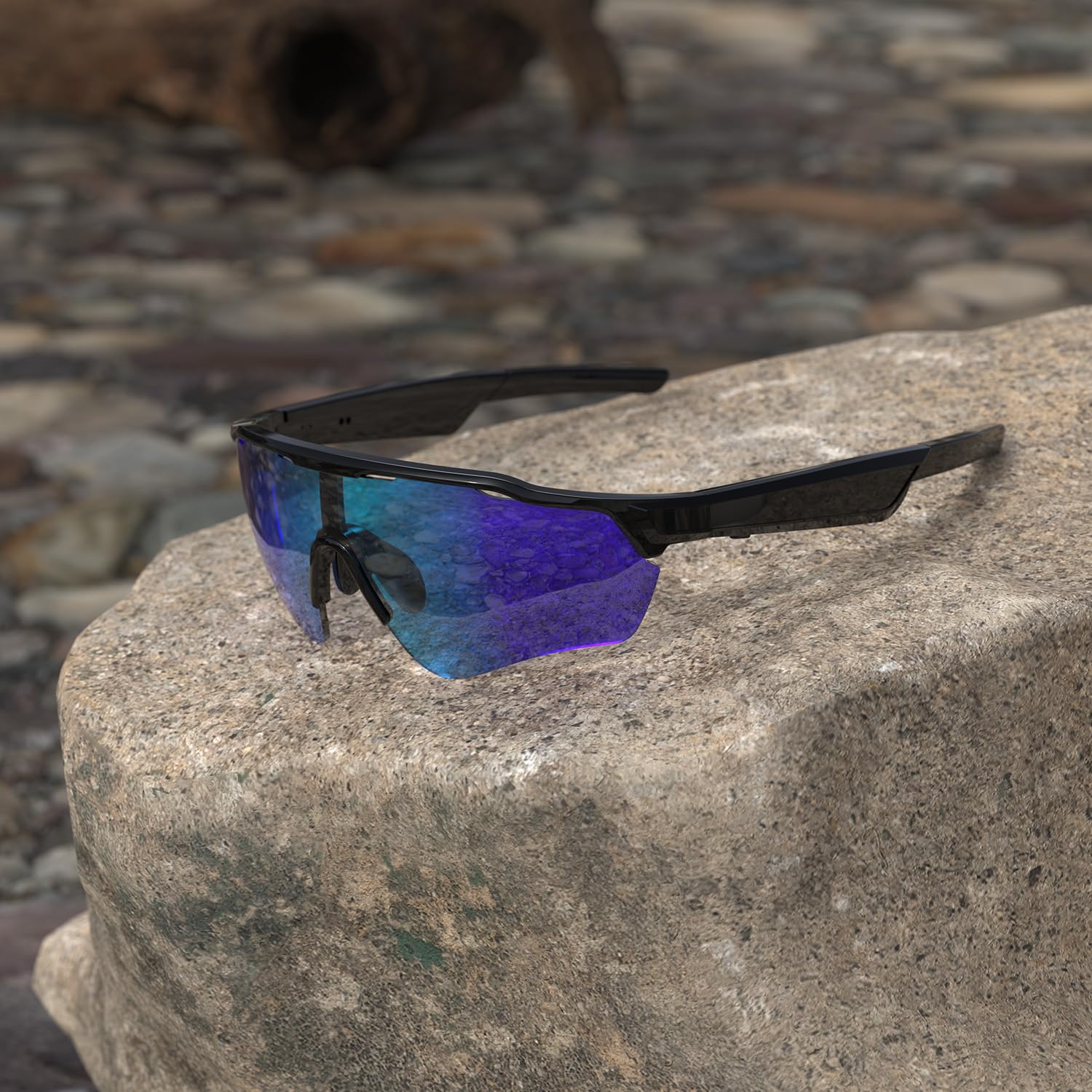 Home Lunettes de soleil Bluetooth pour homme avec haut-parleur, lunettes audio sans fil avec appels mains libres et musique, protection UV400, IPX5 pour cyclisme, course et extérieur, noir