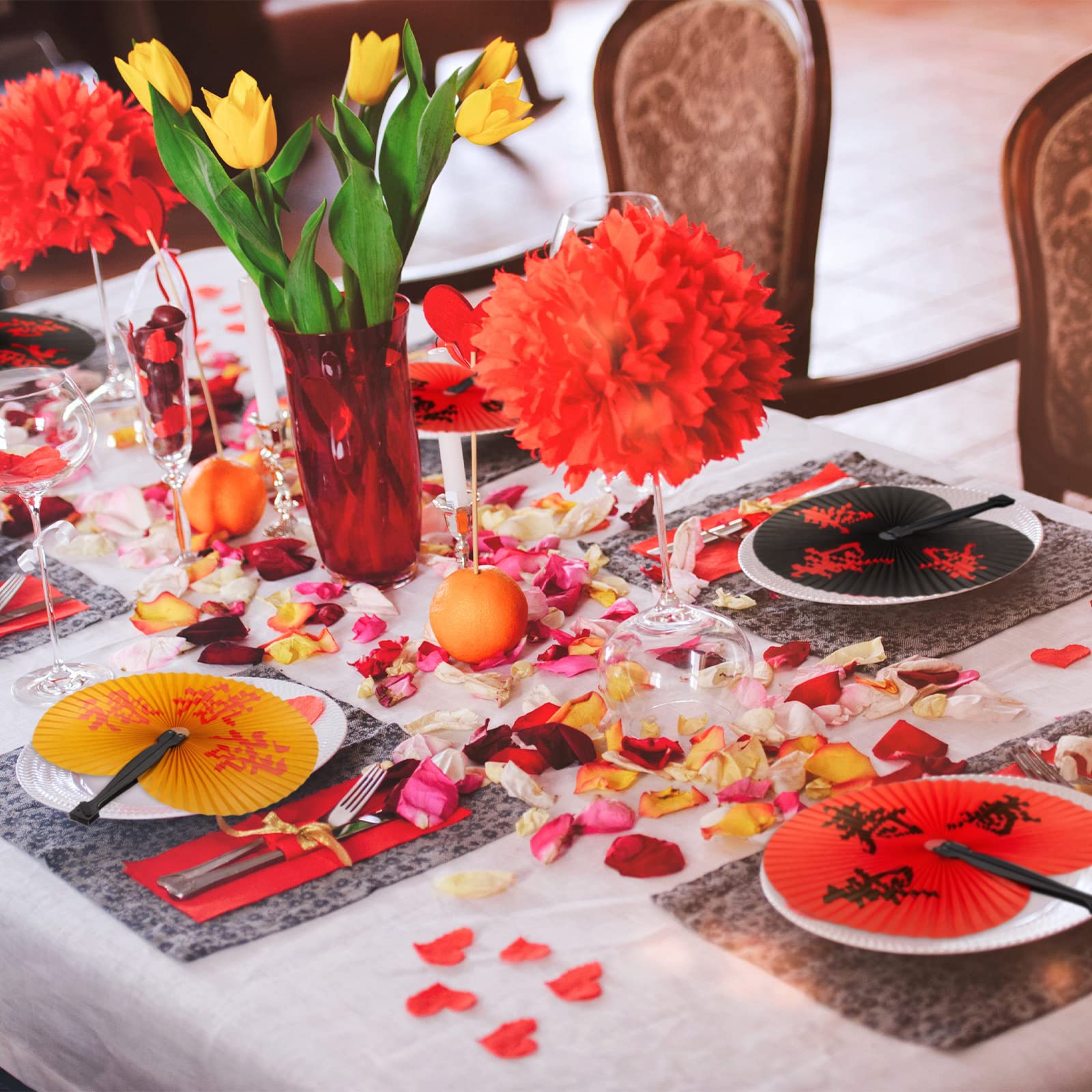 Jetec 20 Pcs Chinese New Year Paper Fans - Red Folding Fans With Characters For Lunar Festival Decor - View #7