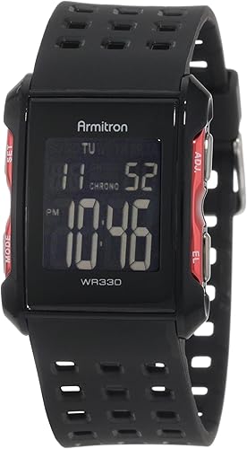 Armitron Sport Reloj digital con correa de resina perforada con cronógrafo digital 408177 para hombre