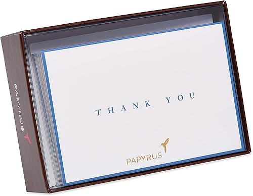 Miniatura 4 de Papyrus Thank You Cards with Envelopes, Navy (16-Count) marino,Globo y avión con purpurina,Iconos de graduación,Multi