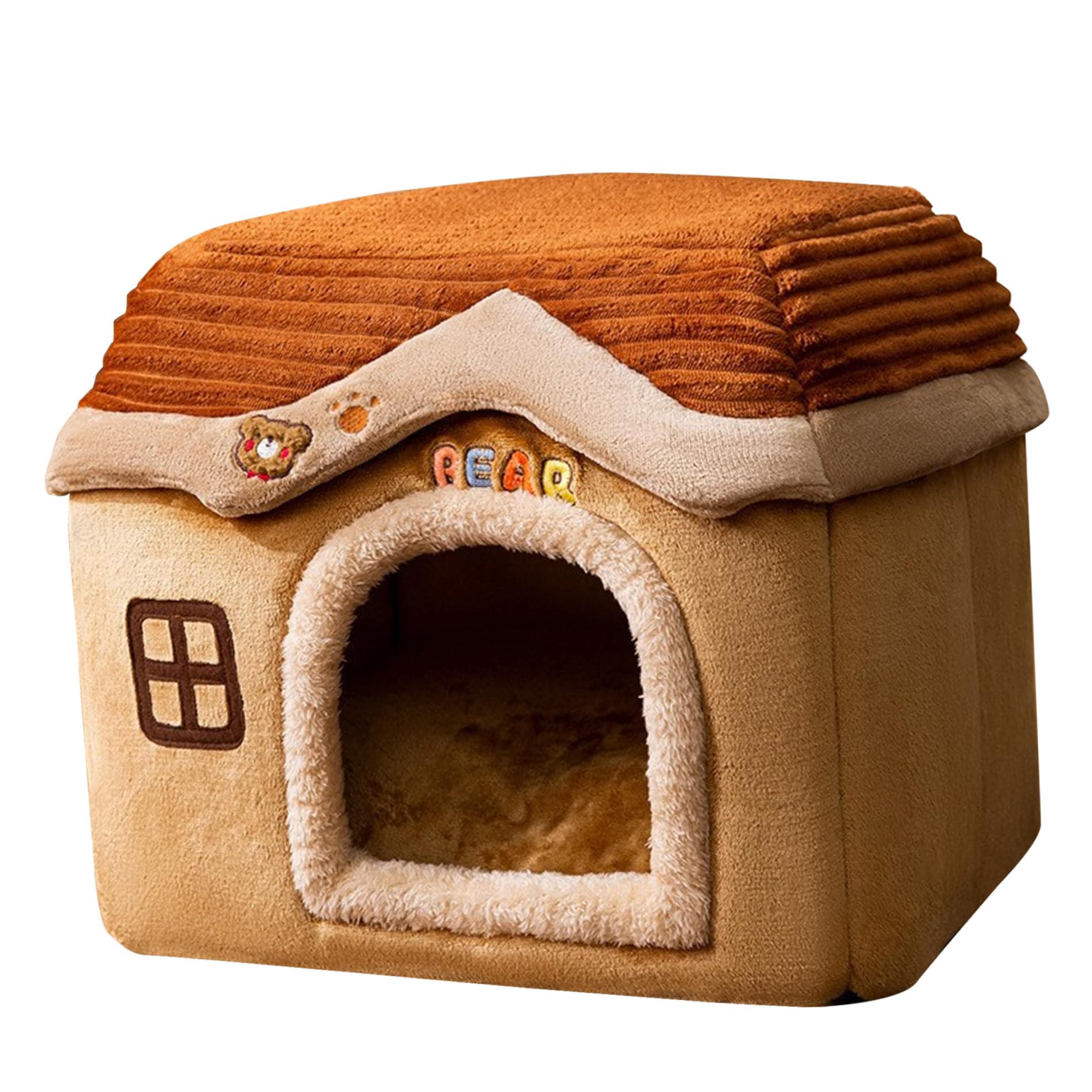 1pc Chien Maison intérieure Chaude détachable Petite Maison de Chien 15,8x11.8x12,6 Pouce Grand château de Chien Espace Cave Lavable pour Chiens lavables pour Les Petits et Moyens Chiens s