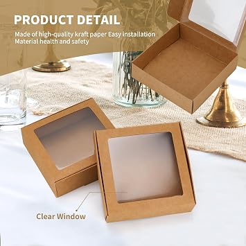23 Pcs Soap Boxes for Homemade Soap Boxes Packaging Small Gift Box Mini Kraft Treat Boxes with Window Present Packaging Box for Bakery Candy Soap Making,4.13 x 4.13 x 1.18 Inch(Brown)