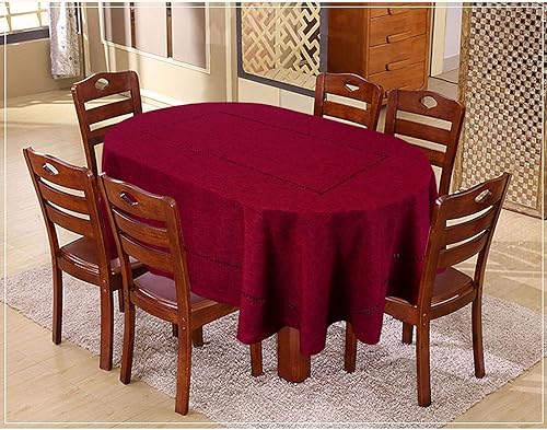 Miniatura 4 de Grelucgo Mantel de color arándano sólido con dobladillo (ovalado 54 x 72 pulgadas)