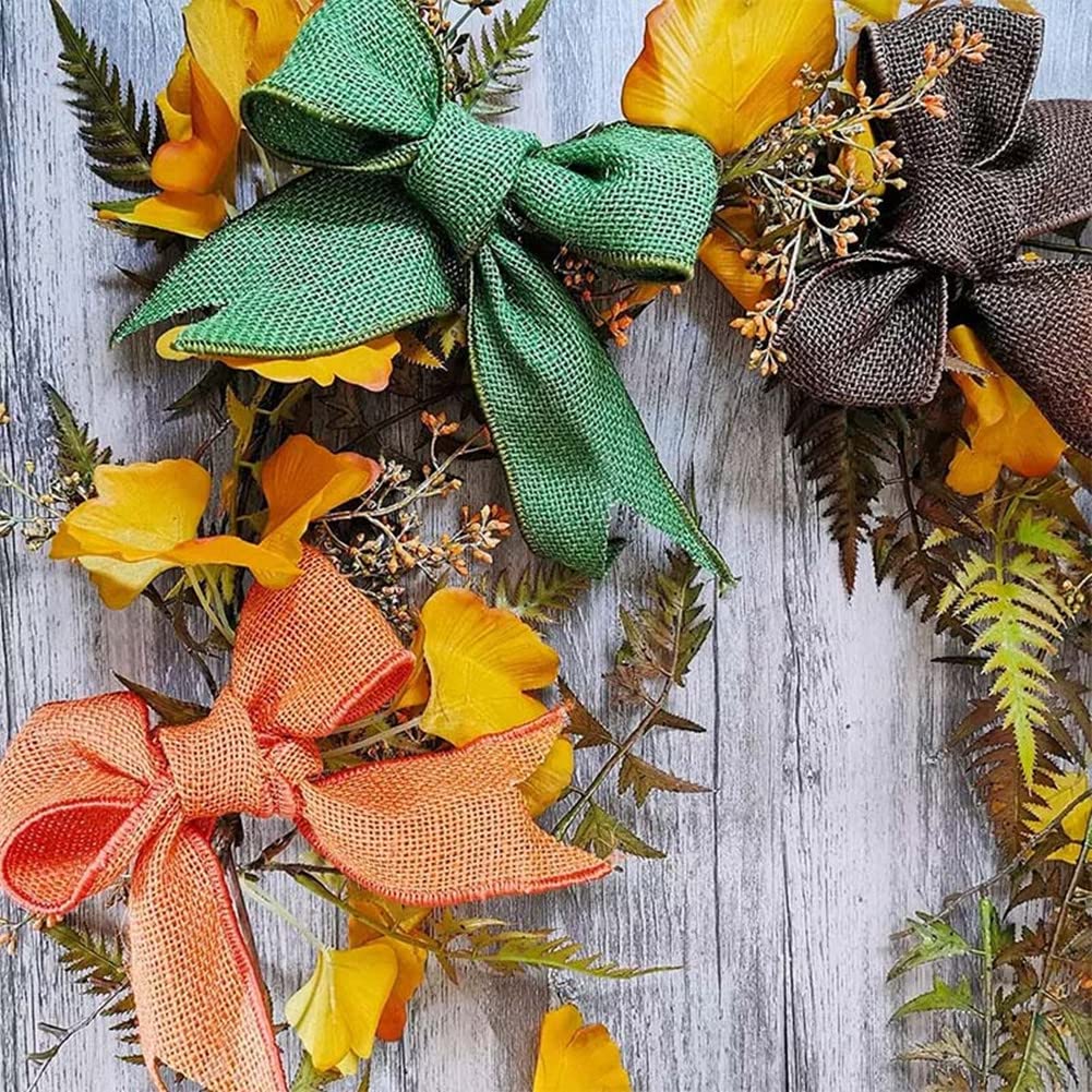 Geschenkband, Geschenkband für Weihnachten, 6 Rollen Sackleinen-Drahtband, solides Drahtkantenband, Sackleinen-Geschenkband, Juteband, DIY handgefertigte Verzierungen for dekorative Kränze, Geschenkve