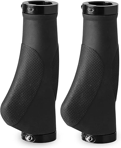 Miniatura 10 de Bikeroo Mountain Bike Grips - Lock-On Bicycle Grips for Handlebar - Non-Slip MTB Grips with Aluminum Caps for Stability and Comfort - 133mm