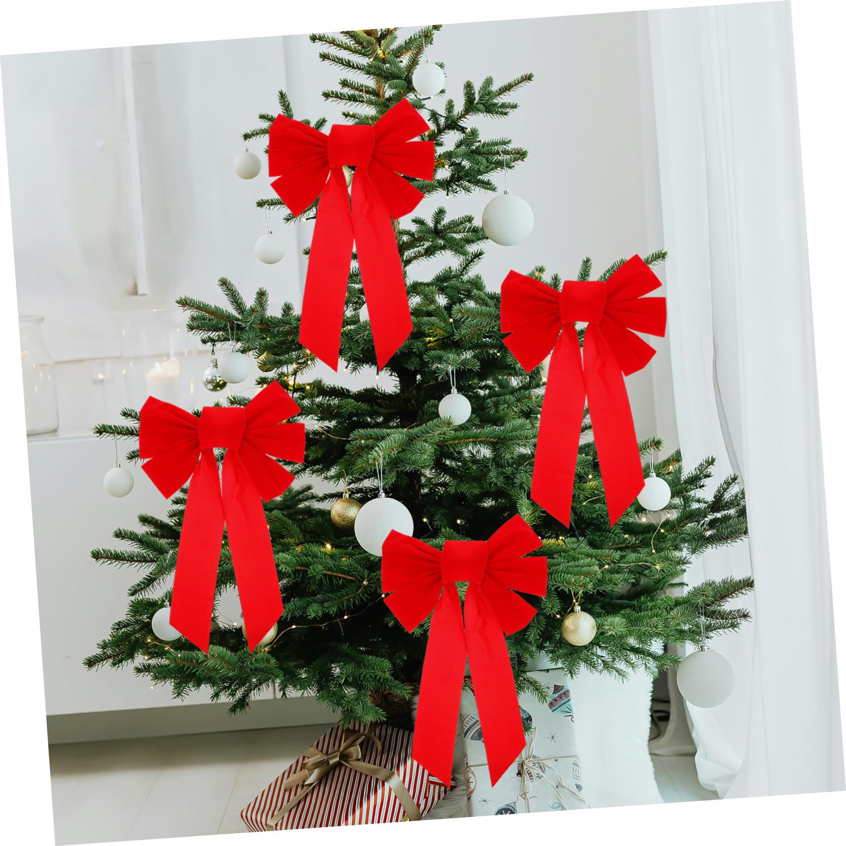 4 Piezas Lazos de Navidad de Decoración de Moños para Árbol Cortinas y Regalos Fiesta Navideña