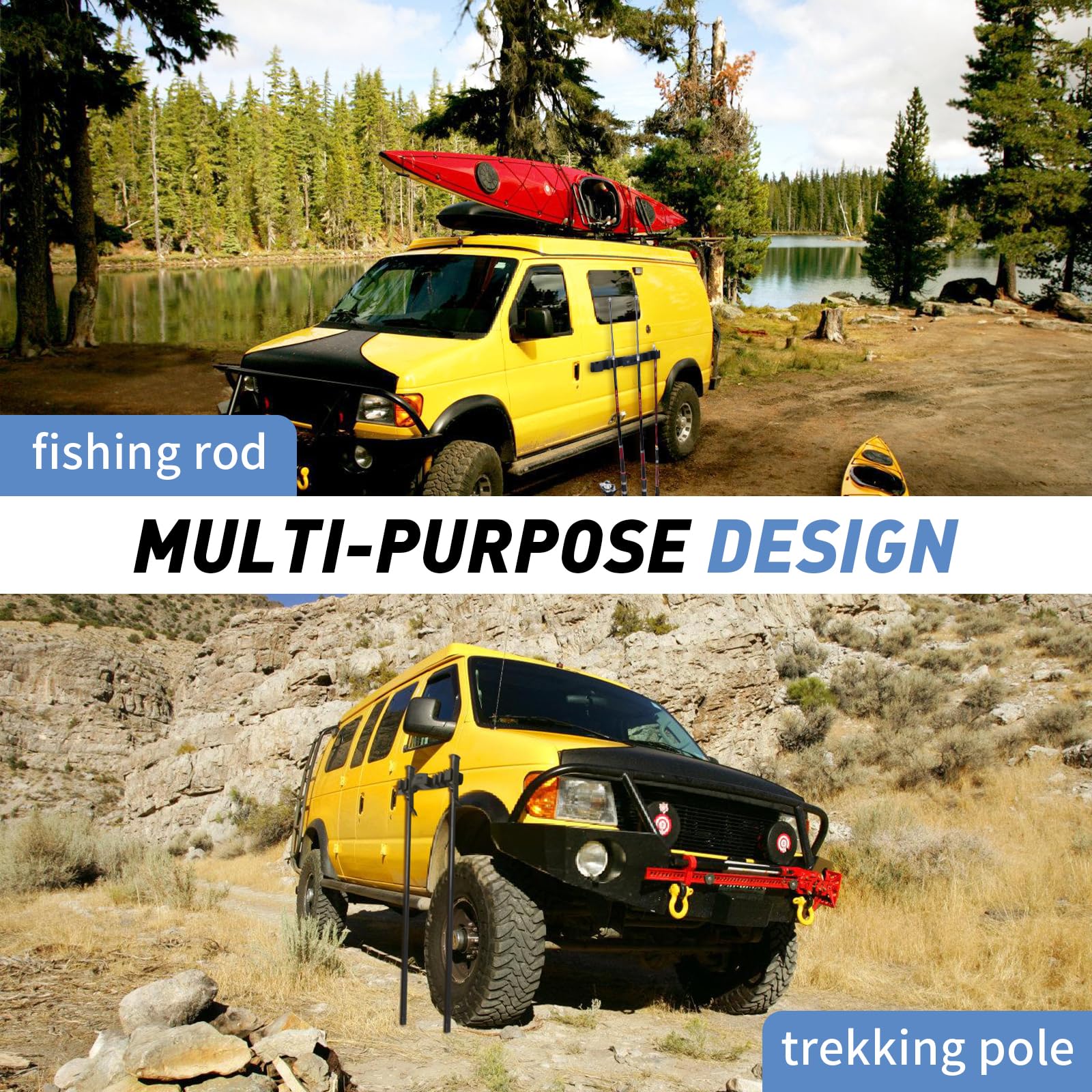 Hikeen Magnetic Ski Snowboard Vehicle Mount,Holders to Prevent Ski Snowboard and Ski Pole from Tipping Over | Vehicle Paint Protection | Holds Up to 4 Pairs Skis or 2 Snowboards,2 Ski Poles