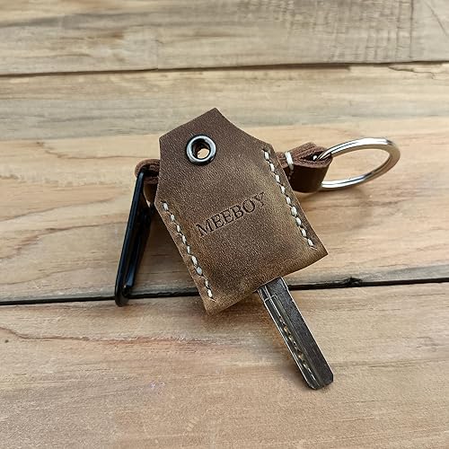Vista 6 de handmade Keychain leather Protective Key Case Cover key fob protector Key Holder Small Home Storage Bag Key Ring Pouch