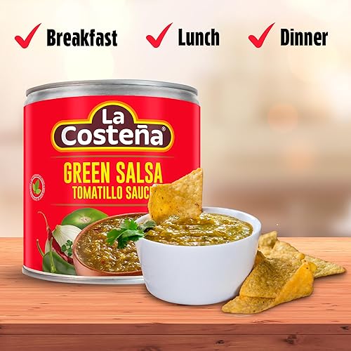 Miniatura 5 de LA Costeña Salsa Verde  Salsa Mexicana Verde con Tomatillos, Jalapeños y Chile de Arbol Peppers  Calor medio  Lata de 7.76 onzas (paquete de 24)
