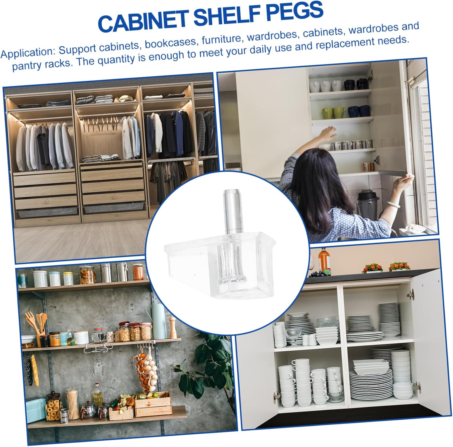 HOMSFOU 20pcs Transparent Plastic Cabinet Shelf Pegs Durable Shelf Support Brackets for Boards Compatible with Bookcases and Entertainment Centers
