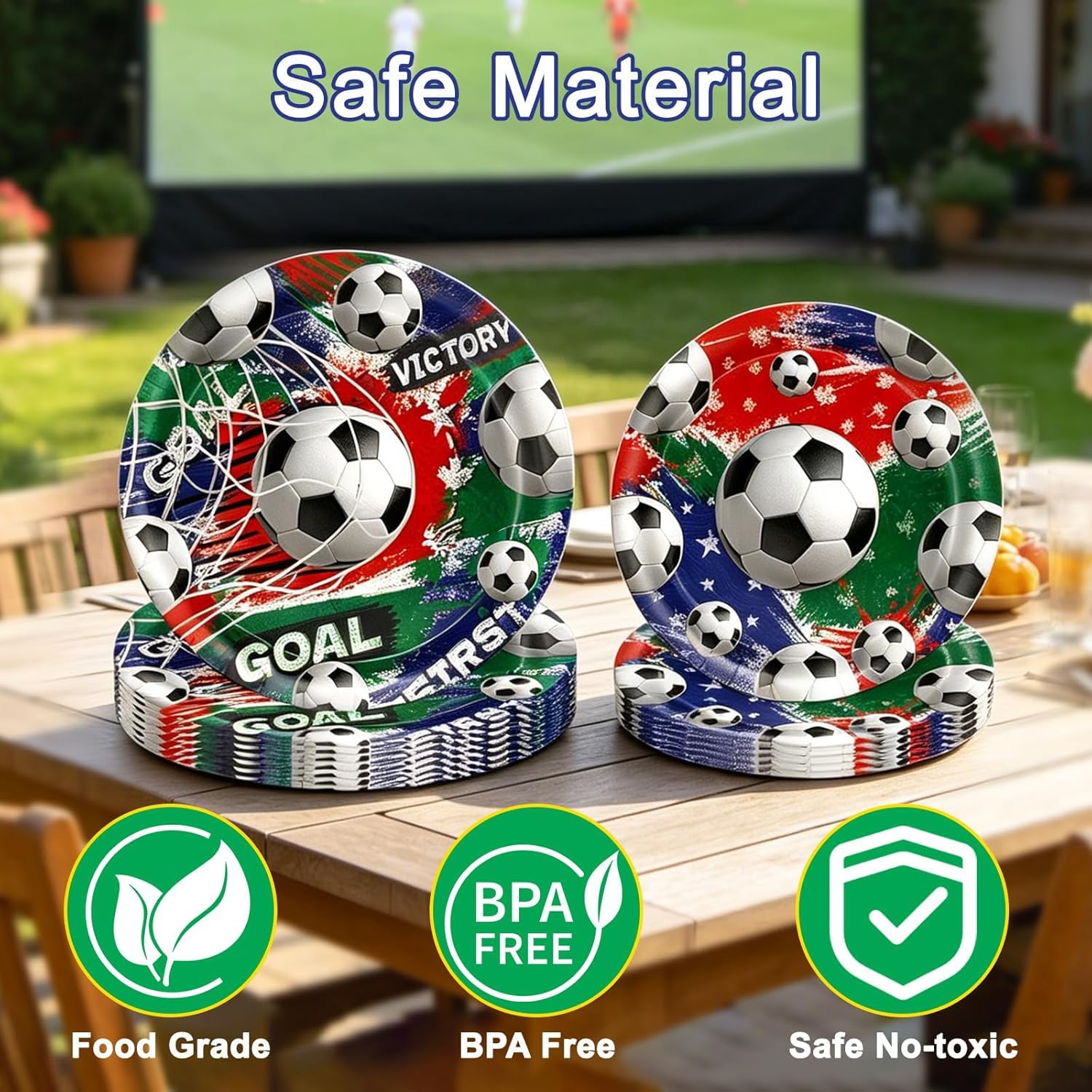 Set di stoviglie per feste di calcio, decorazioni per feste di compleanno, calcio e calcio, per feste di compleanno