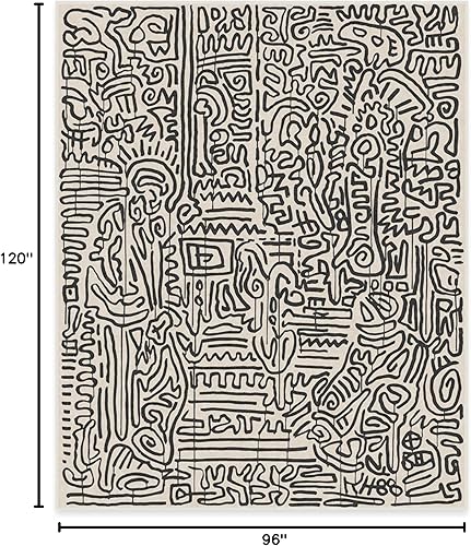 Miniatura 53 de RUGGABLE x Keith Haring - Alfombra lavable, estilo libre, color perla de 5 x 7, resistente a las manchas, antideslizante, con almohadilla estándar