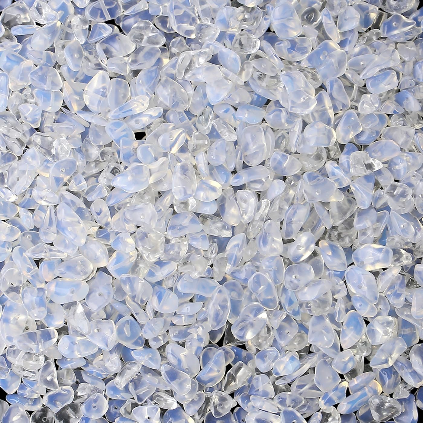 GUJOXILA 400pcs Opal Crystal Beads for Bracelet Jewellery Making Opal Chips Stones White Gemstone Beads for Crafting Polished Craft Nature White Bead DIY 5-8mm