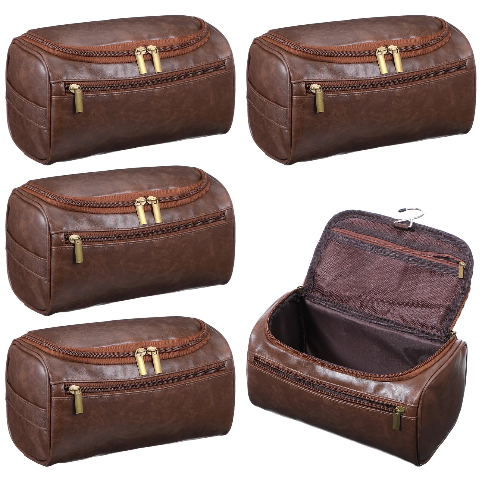4 trousse da toilette in pelle per uomini e testimoni dello sposo, set regalo con gancio, grande, impermeabile, kit da barba da viaggio, borsa cosmetica vintage per papà, fidanzato