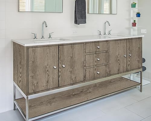 Miniatura 3 de GloryTik Papel de contacto de grano de madera marrón grisáceo de 17.7 x 78.7 pulgadas, papel tapiz autoadhesivo extraíble con aspecto de madera,