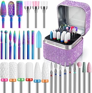 Nail Drill Bits Set with Storage Case: 30pcs Inch Carbide Diamond Ceramic