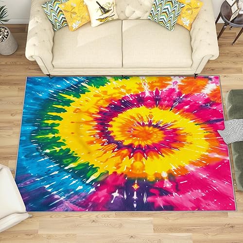 Miniatura 10 de Alfombra vintage de los años 70, alfombra de 6 x 9, alfombra de los años 70, con ilusión óptica 3D, alfombra de ilusión visual, suave, lavable, 70