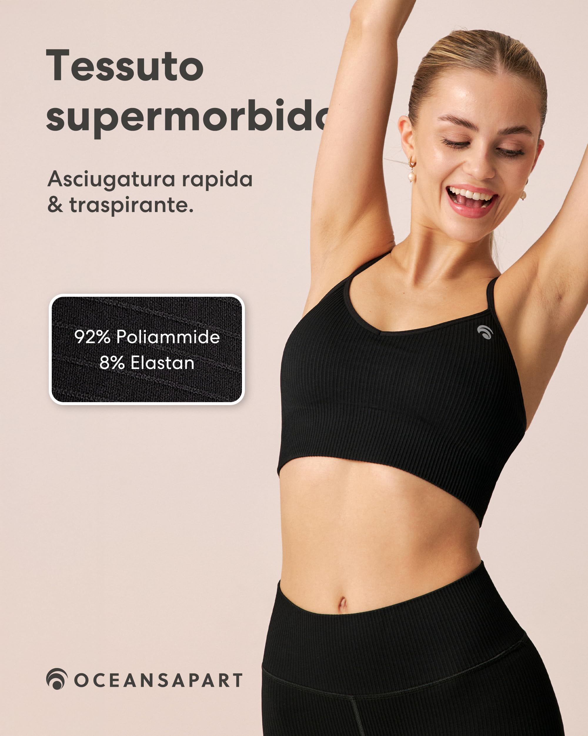 OCEANSAPART Maya Pant Leggings sportivi da donna a costine – Squadproof & Opachi leggings a vita alta, leggings modellanti – Pantaloni sportivi traspiranti da donna – Gym, Yoga & Uso quotidiano XS
