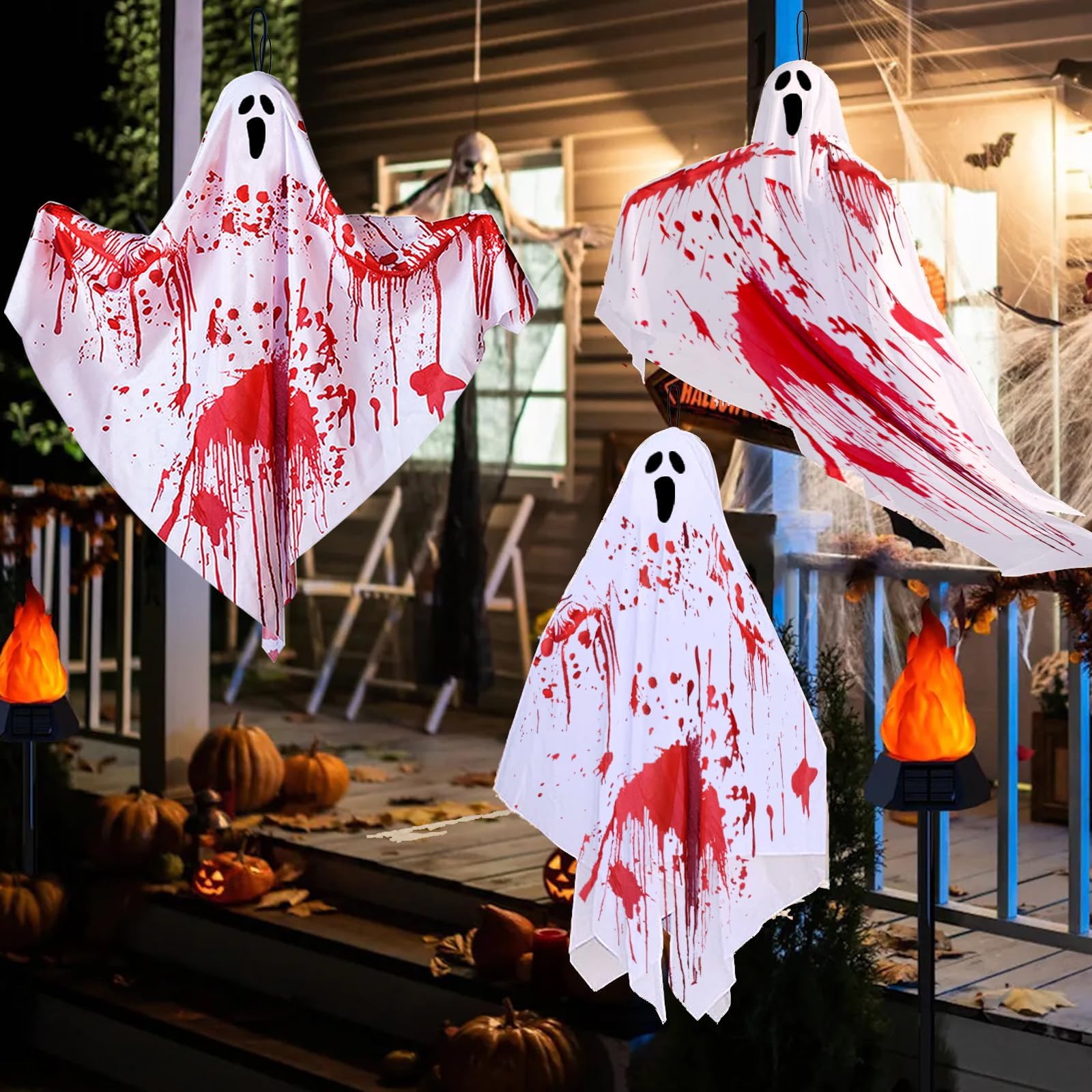 Halloween Hanging Props - 3PCS Indoor Outdoor Decorations for Parties, Front Yard and House