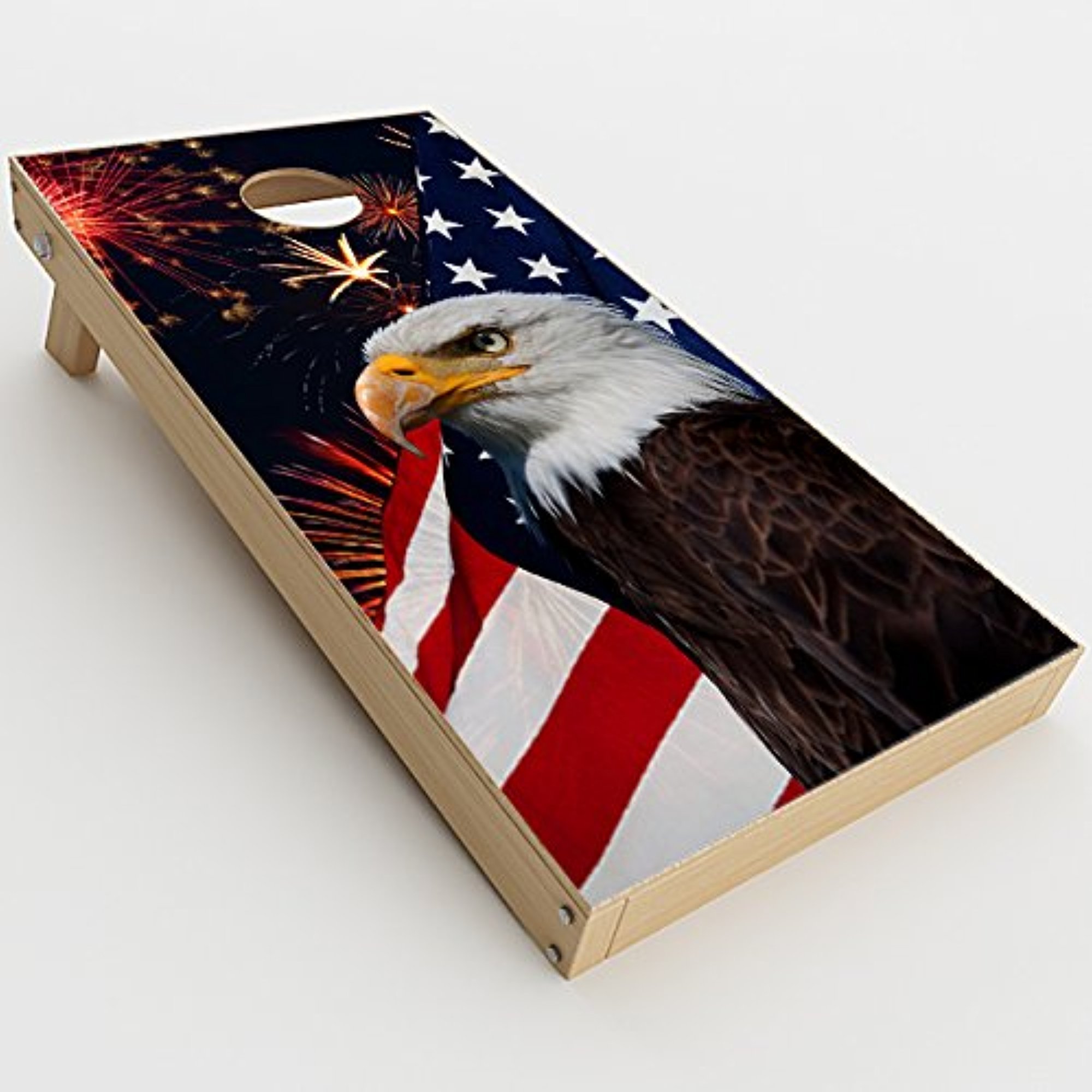 Skin Decals Vinyl Wrap for Cornhole Game Board Bag Toss (2xpcs.) / Eagle America Flag Independence