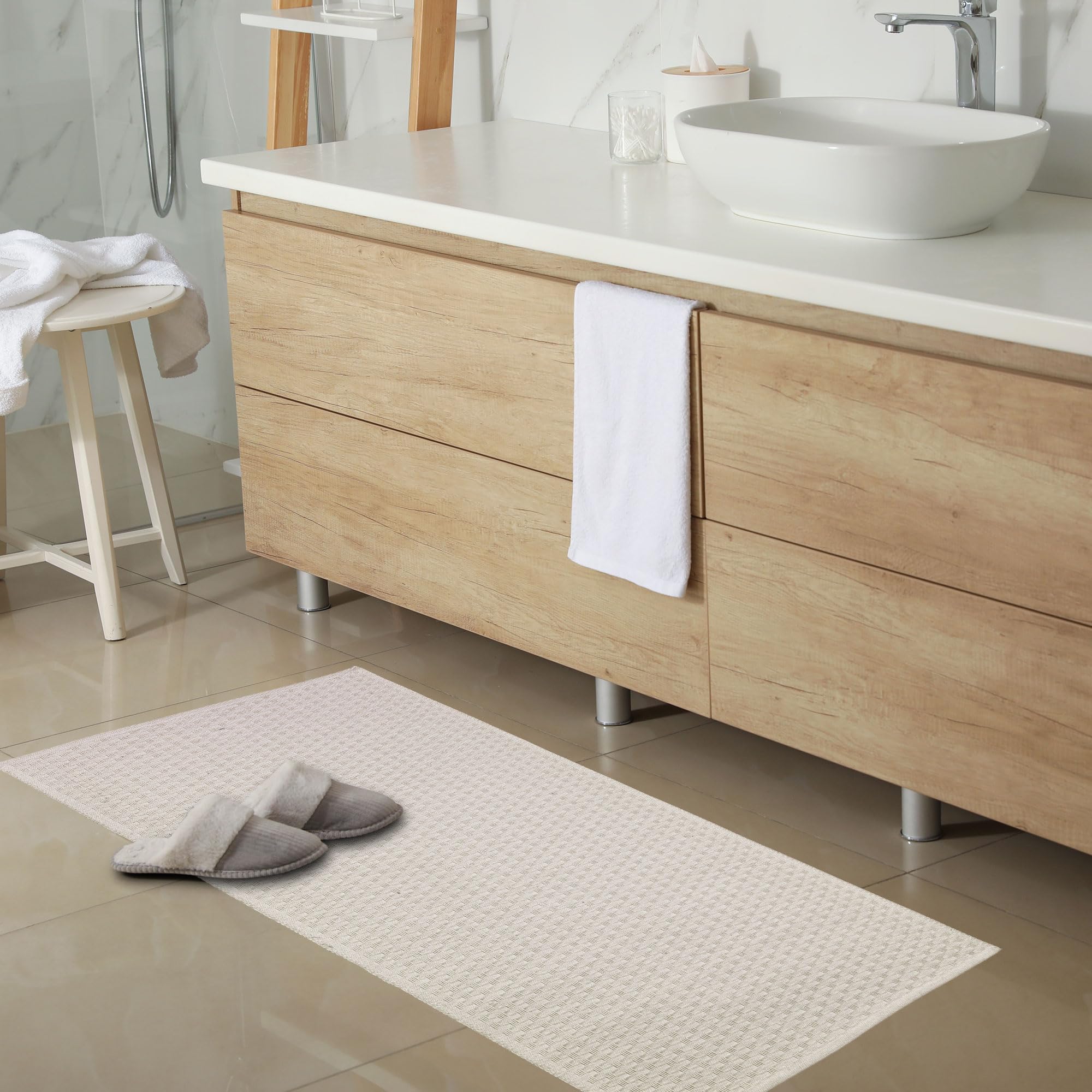 Home My Own | Läufer für die Küche, rutschfest, waschbar, kurzflorig, saugfähig, für Bad oder Wohnzimmer, 100 % recycelte Baumwolle, moderner Teppich, maschinenwaschbar, Größe: 80 x 150 cm