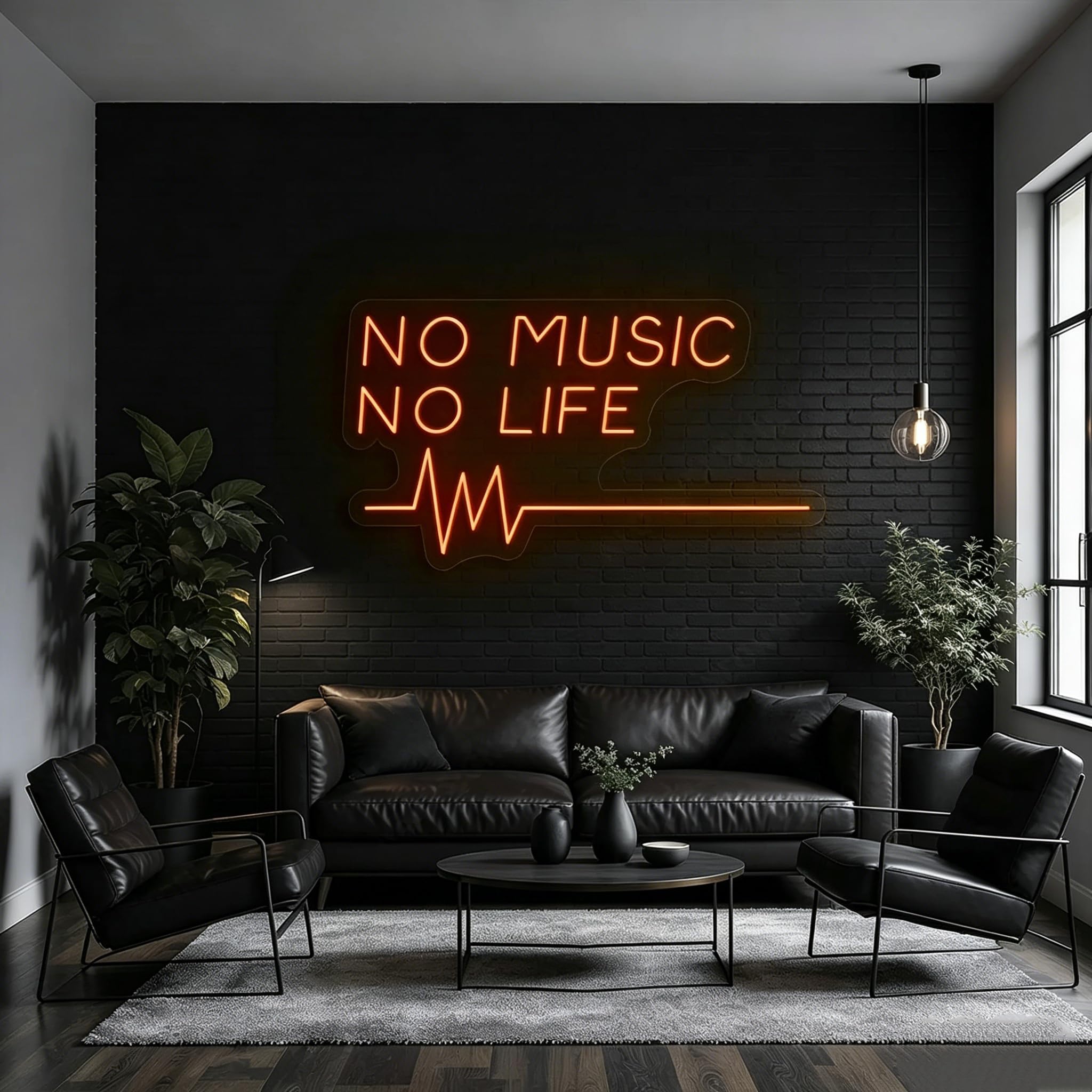 No Music No Life Insegna al neon personalizzata Musica LED Luce al neon Battito cardiaco Neon Lampada da parete per camera da letto Studio Bar Club Decor Regalo per gli appassionati di hobby