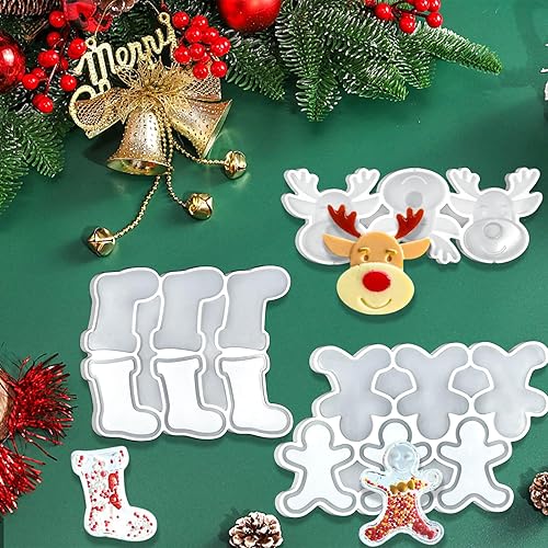 Miniatura 4 de 303 moldes para piruletas de Navidad, molde de alce de Navidad, molde de silicona para hombre de jengibre, molde de silicona para calcetines de