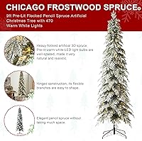 Vista 153 de Glitzhome Prelit Christmas Tree, 6ft Flocked Artificial Christmas Tree Serene Snowscape Fir with 300 Warm White Lights for Home, Office, Party