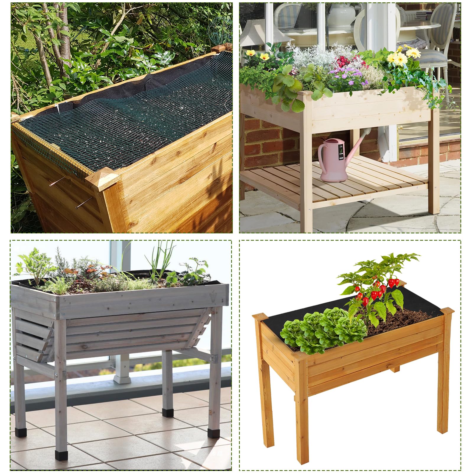 Udewo Revêtement en tissu pour grand bac à légumes extérieur surélevé, 2,9 m x 1,6 m, non tissé, noir, pour légumes, herbes, sacs de culture pour plantes – Taille L