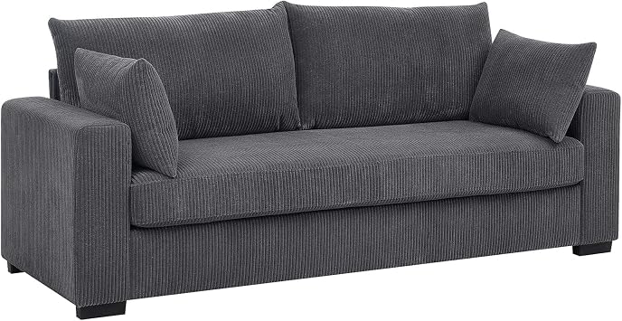 79" Loveseat Sofa, 2 Seater Couch with Pillows, 21in Extra Deep Seats, Comfy Corduroy Sofas for Living Room, Small Spaces, Bedroom Dark Gray