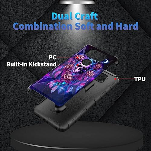 Miniatura 113 de AT&T Calypso 2 (U319AA) Funda con protector de pantalla de vidrio templado resistente con función atril integrado para debut de críquet, ciervo