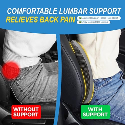 Miniatura 60 de Almohada de apoyo lumbar para automóvil, almohada lumbar de espuma viscoelástica para aliviar el dolor de espalda baja - Cojín de espalda para Negro