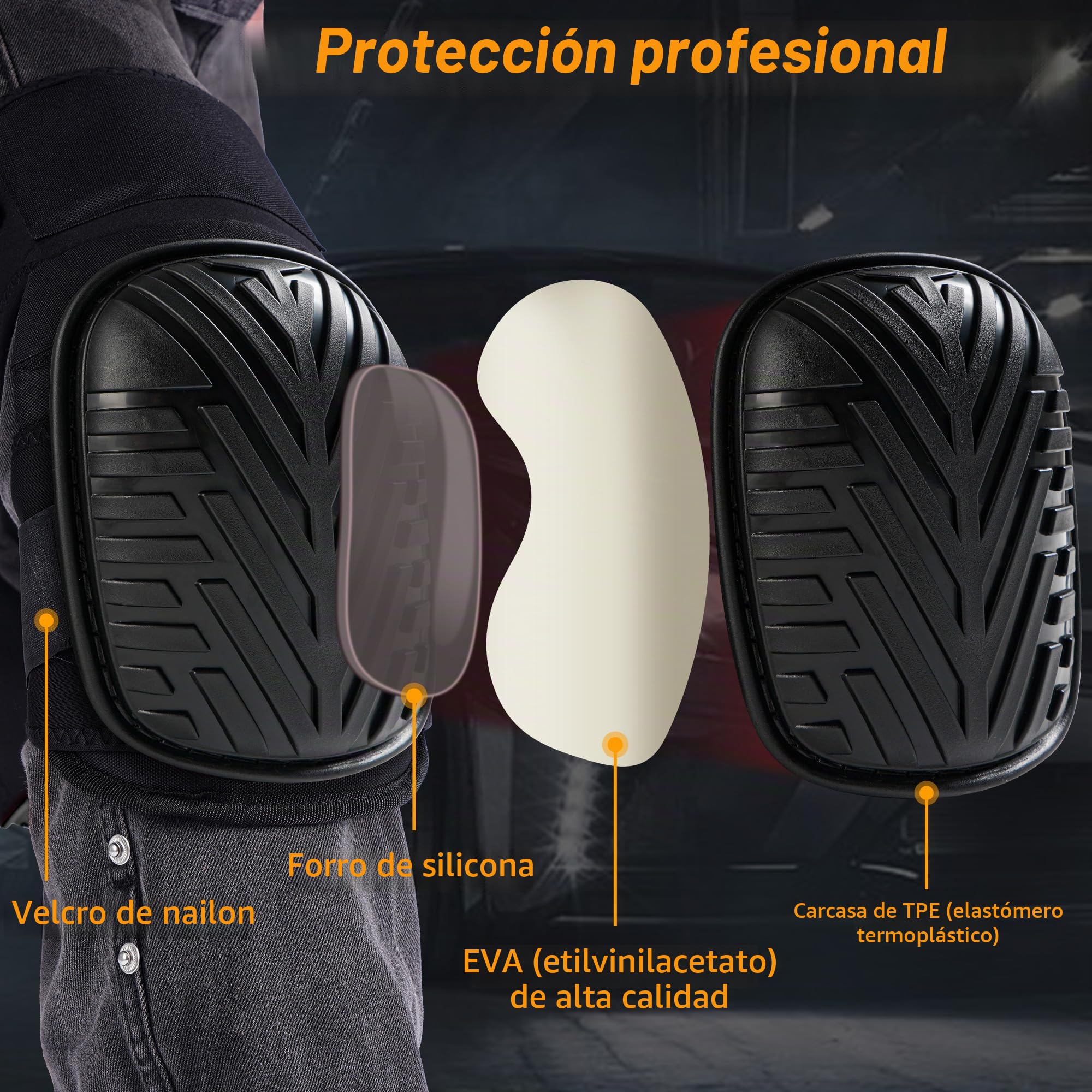 Vortix Rodilleras trabajo, Rodilleras de Trabajo Profesionales de confort Extendido, Rodilleras para Trabajo, Jardinería, Alicatadores, Trabajadores de la Construcción, Techadores, Taller