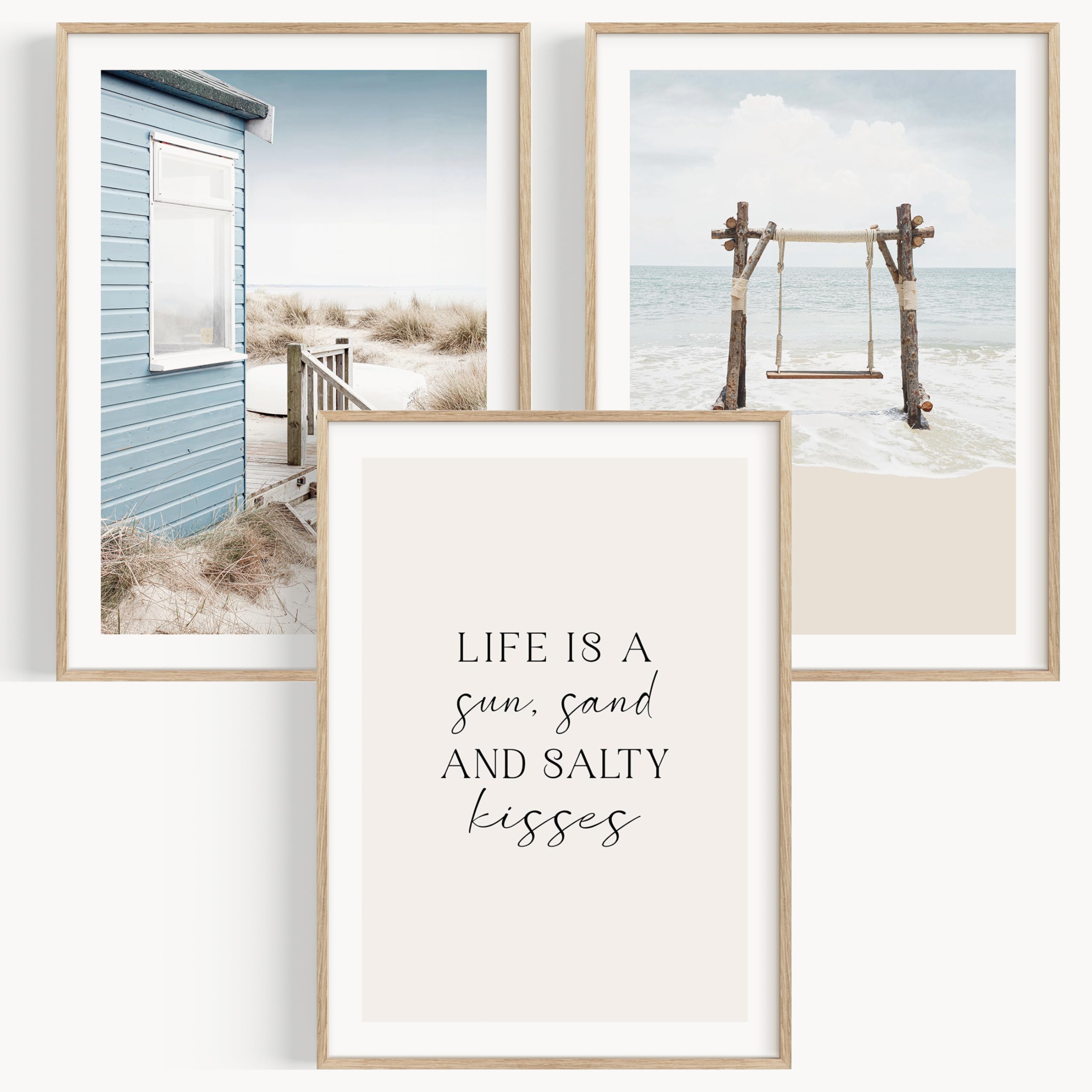 OHBIMBA® Set De 3 Cuadros Decoracion Salon Modernos Con Laminas Decorativas Pared Decoracion Marinera - Cuadros Decorativos Decoracion Pared - Lienzos Decorativos Tamaño 30 X 40 cm - Colección Playa