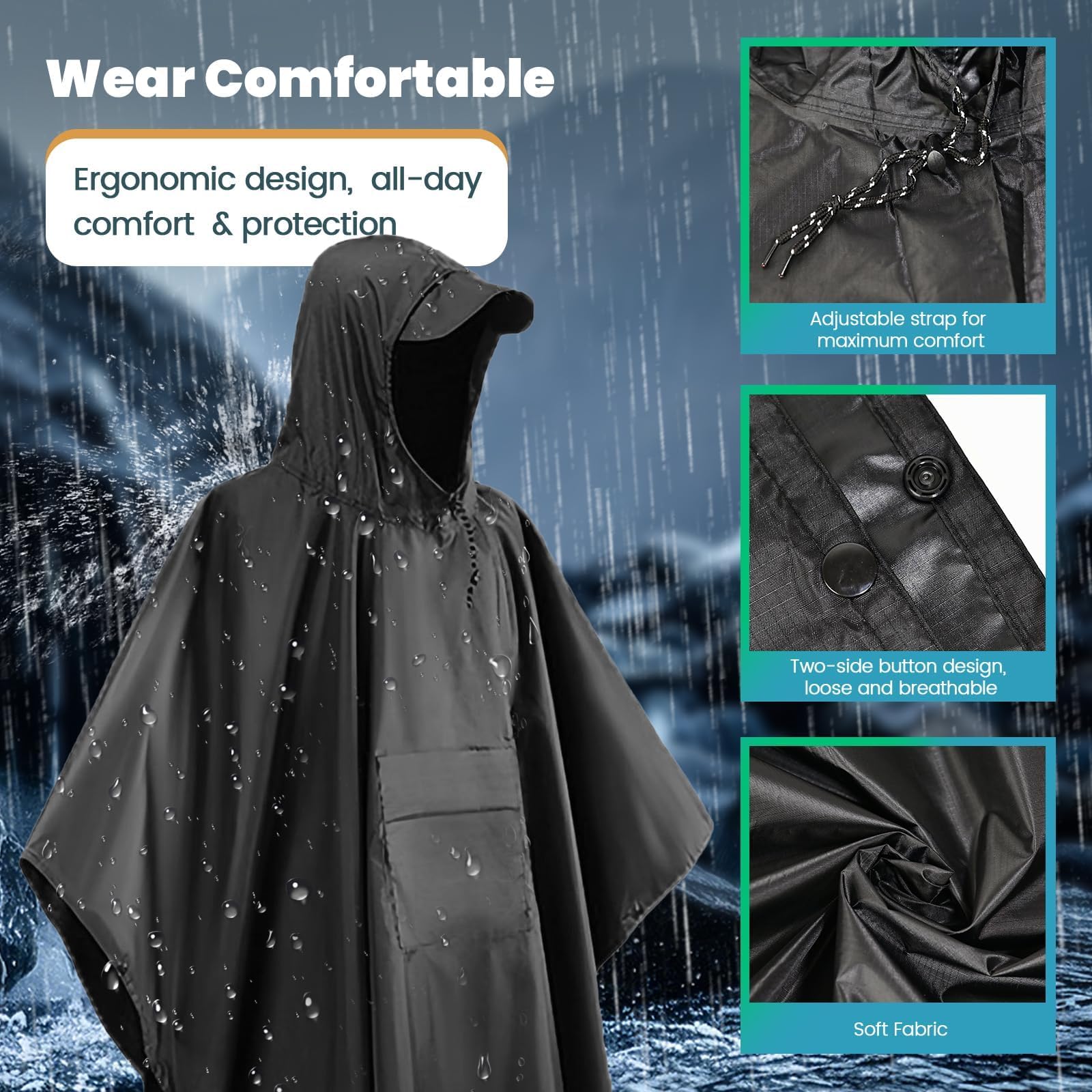 Poncho Pluie Impreméable pour camping randonnée pêche voyage