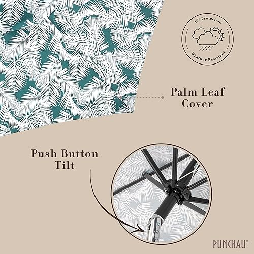 Miniatura 4 de Sombrilla de patio al aire libre de 6 pies  Sombrilla al aire libre para patio, piscina, mesa, jardín, terraza y playa  Manivela fácil de