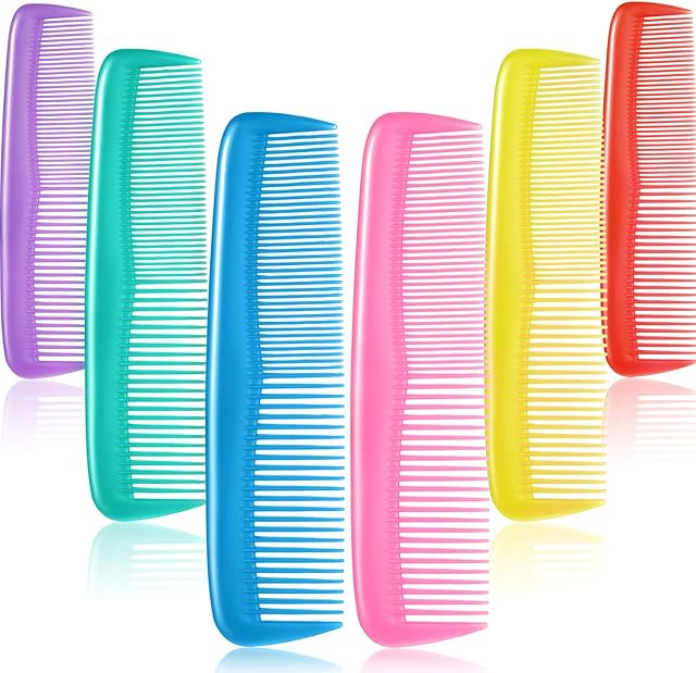 24 Pieces Hair Combs Set Plastic Hair Comb for Women and Men, Fine Dressing Comb (Yellow, Purple, Green, Blue, Red, Pink)
