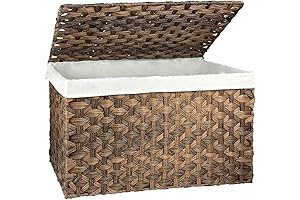 Wicker Storage Basket with Lid (42.3 Gallon/160L Large)