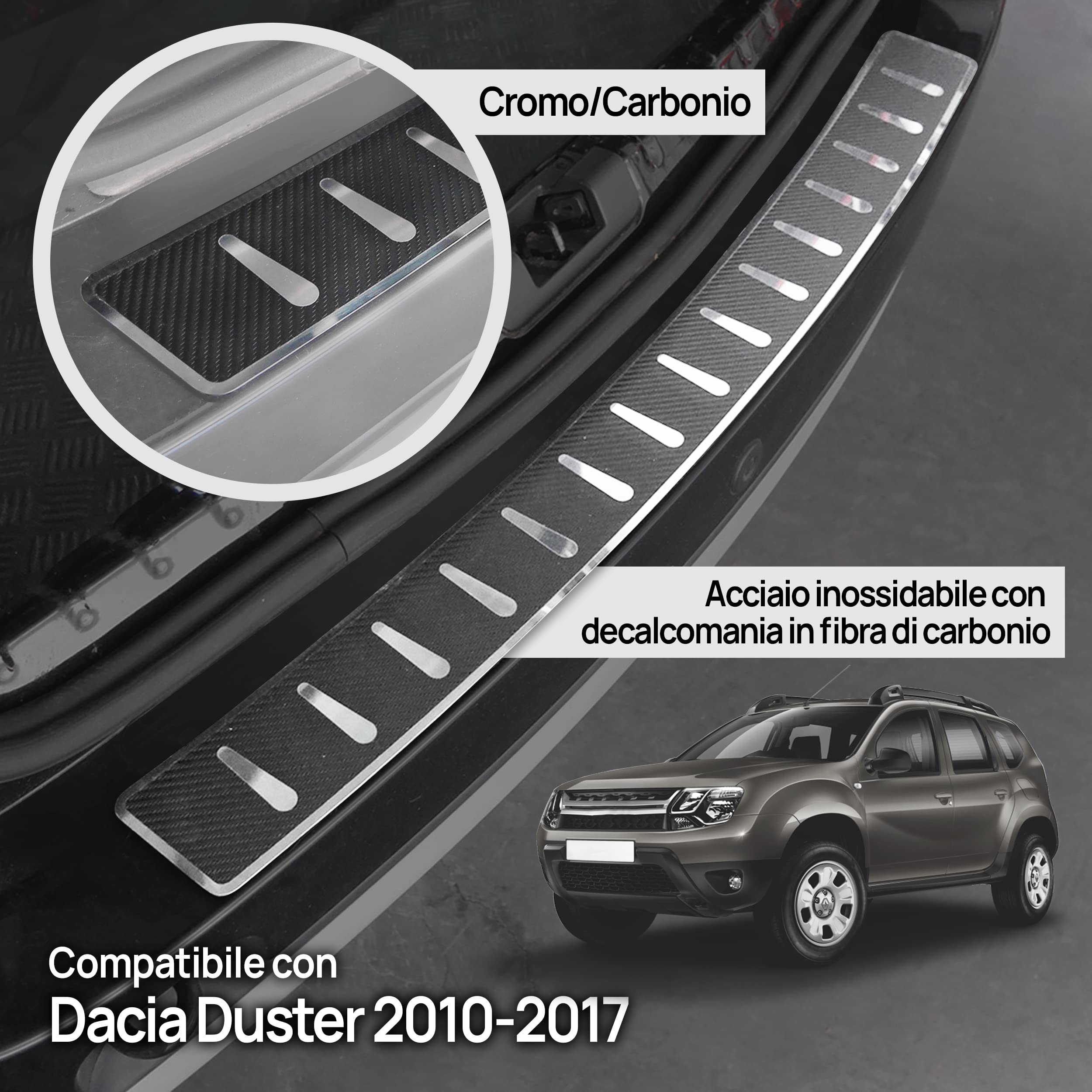 Protezione Paraurti Posteriore In Fibra Carbonio Per Dacia Duster Hybrid (2024-2025) – Striscia Soglia Bagagliaio Antigraffio