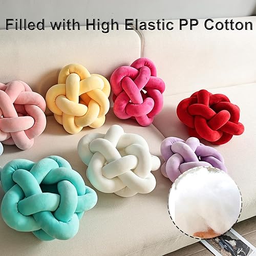 Miniatura 4 de GOUTO Almohada de nudo verde esmeralda, almohada de felpa anudada de 12.59 pulgadas, cojín lumbar, almohada estética, decoración del hogar y la