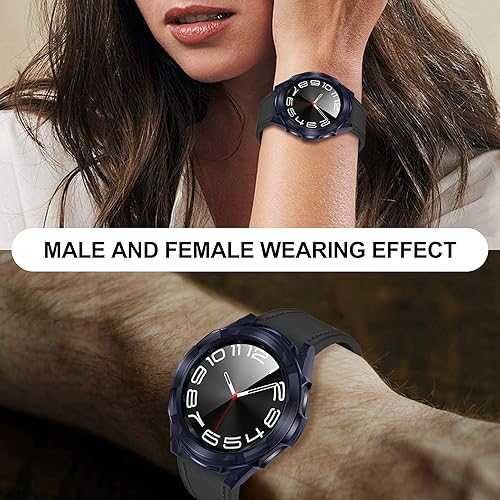 Miniatura 7 de Suoman Funda 3 en 1 para Samsung Galaxy Watch 6 Classic de 1.693 in, protector de pantalla de vidrio templado HD, cubierta protectora completa de