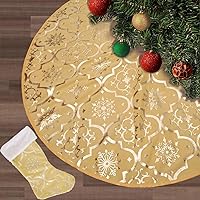 Vista 1 de Flash World Falda de Árbol de Navidad Grande de 36 Pulgadas, Alfombrilla de Cubierta Suave para Decoración de Navidad, Collar de Copo de Nieve