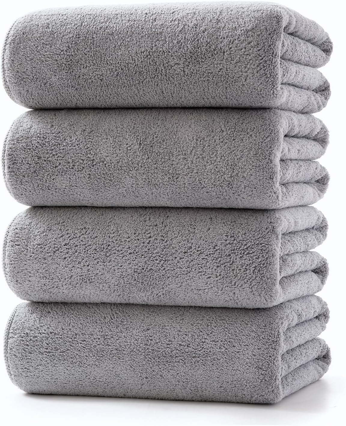 Towels 4 Piece Soft Microfiber Bath Towel Set Salon Gym Yoga Travel Incredibly Absorbent Lightweight Quick Dry and Durable, 55″ L x 27″ W, 4 Pack Light Grey