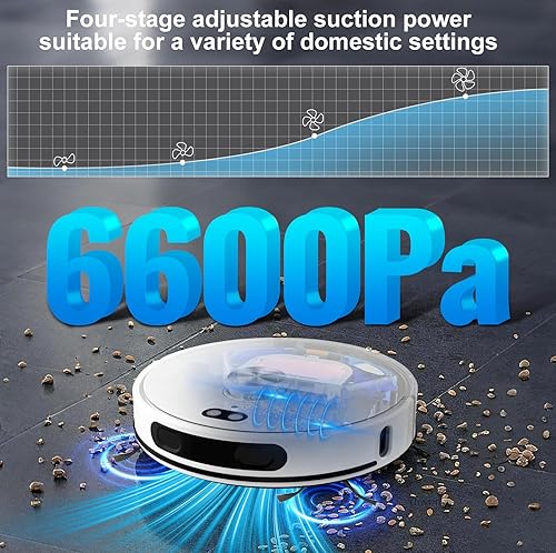 Miniatura 3 de Robot aspirador y trapeador 2025, aspiradora robot de 6600 Pa con vaciado automático de 60 días, limpieza manos libres de 220 minutos, navegación
