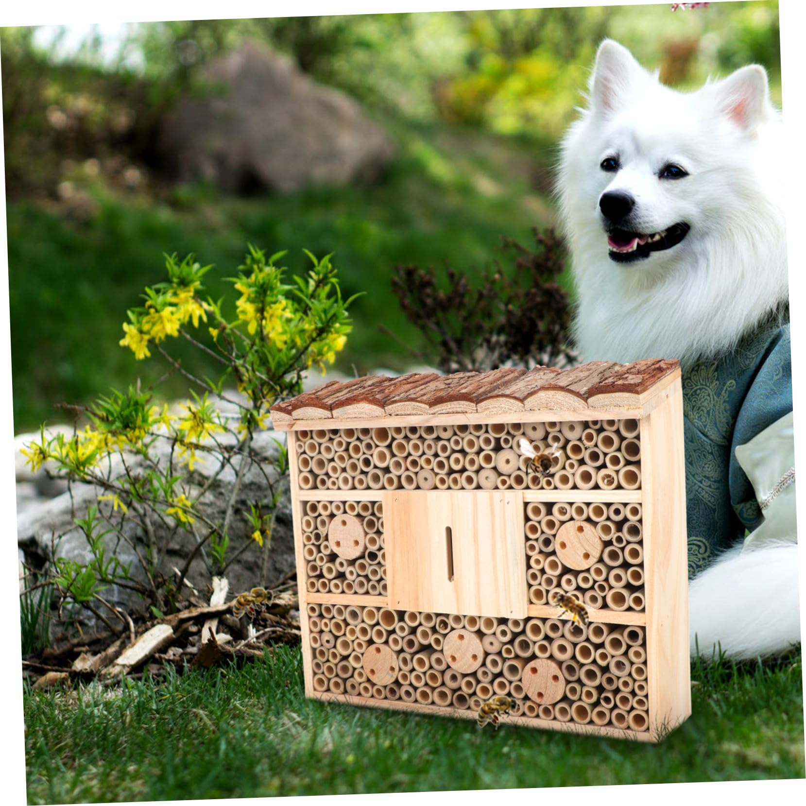 SUPVOX Casa per Insetti in Legno Stile Casetta Beige, Rifugio per Api e Ladybug, Mantiene L'ecologia del Giardino e Attira Insetti Benefici