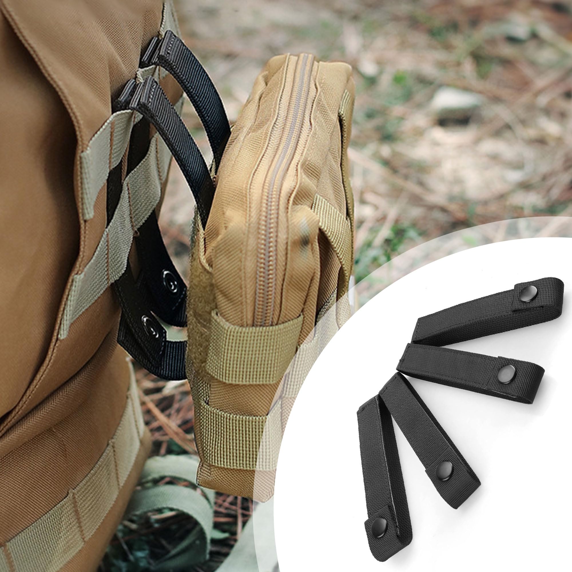 COZERI Lot De 4 Sangles De Hanche Molle - Accessoires Tactiques - Bretelles De Sac à Dos Molle Portables - Accessoires Polyvalents Pour Les Activités De Plein Air Comme Le Camping, La