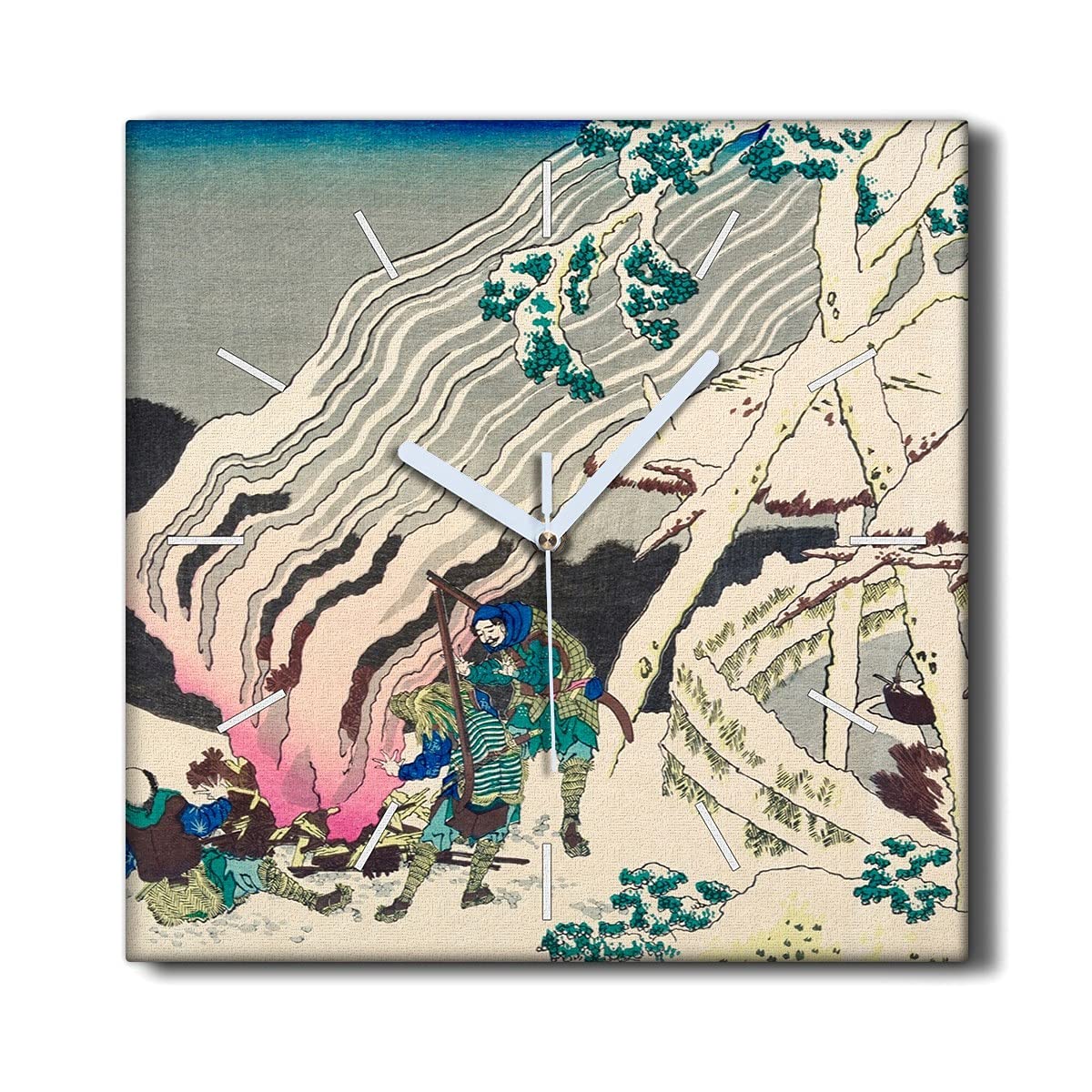 Horloge sur Toile 30x30cm samouraïs Asie pour décoration murale