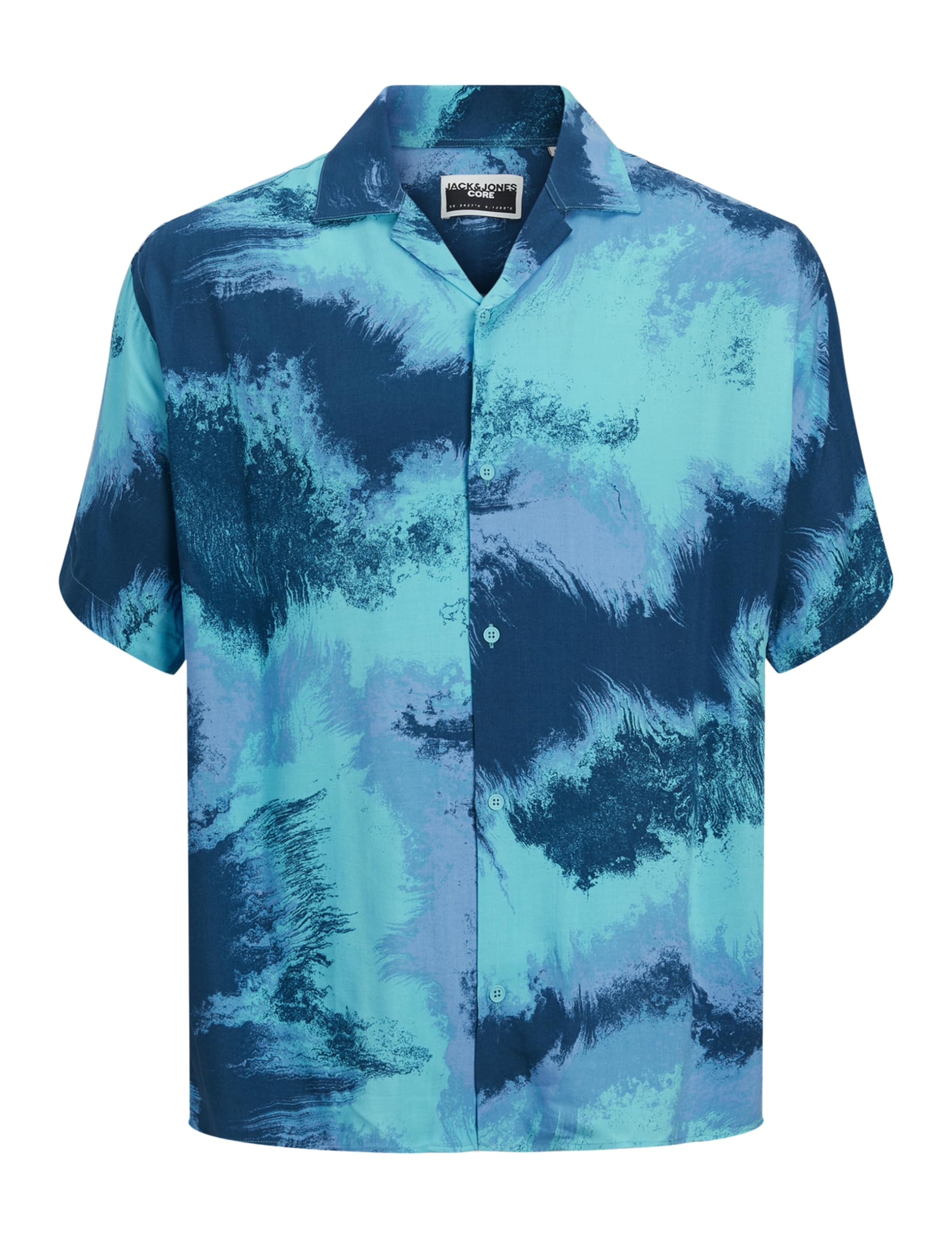 JACK & JONES Jcojeff AOP Resort Shirt SS Relax, Pacific Coast/Print:Water Paint, M