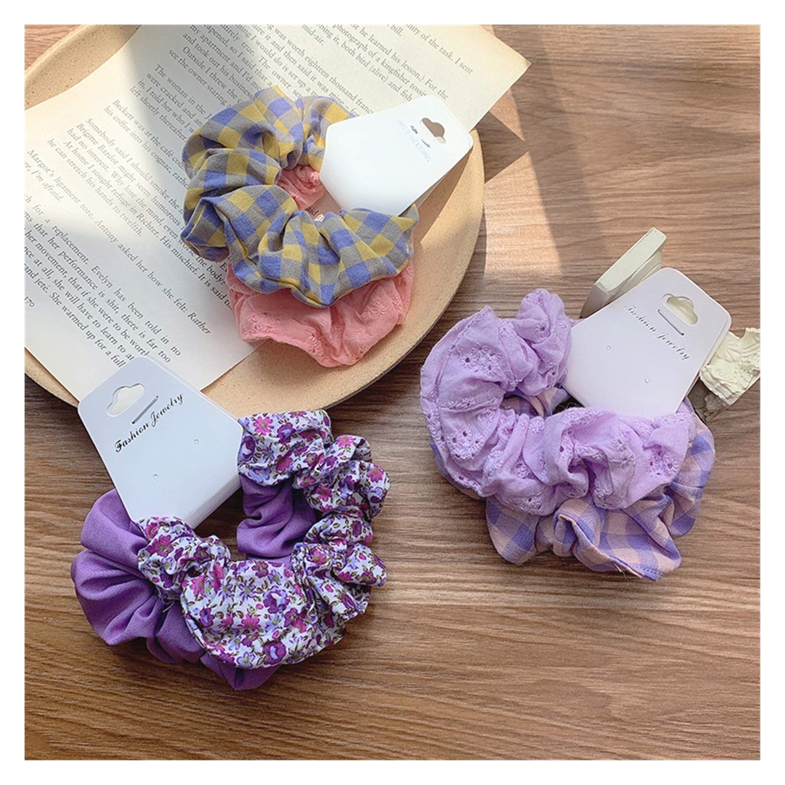 Elastyczna lina Hairband Floral Scrunchies Gumki do włosów Elastyczna opaska w jednolitym kolorze Kobiety Dziewczęta Nakrycia głowy Kucyk Holder Akcesoria do włosów (kolor: czerwony) (czerwony)